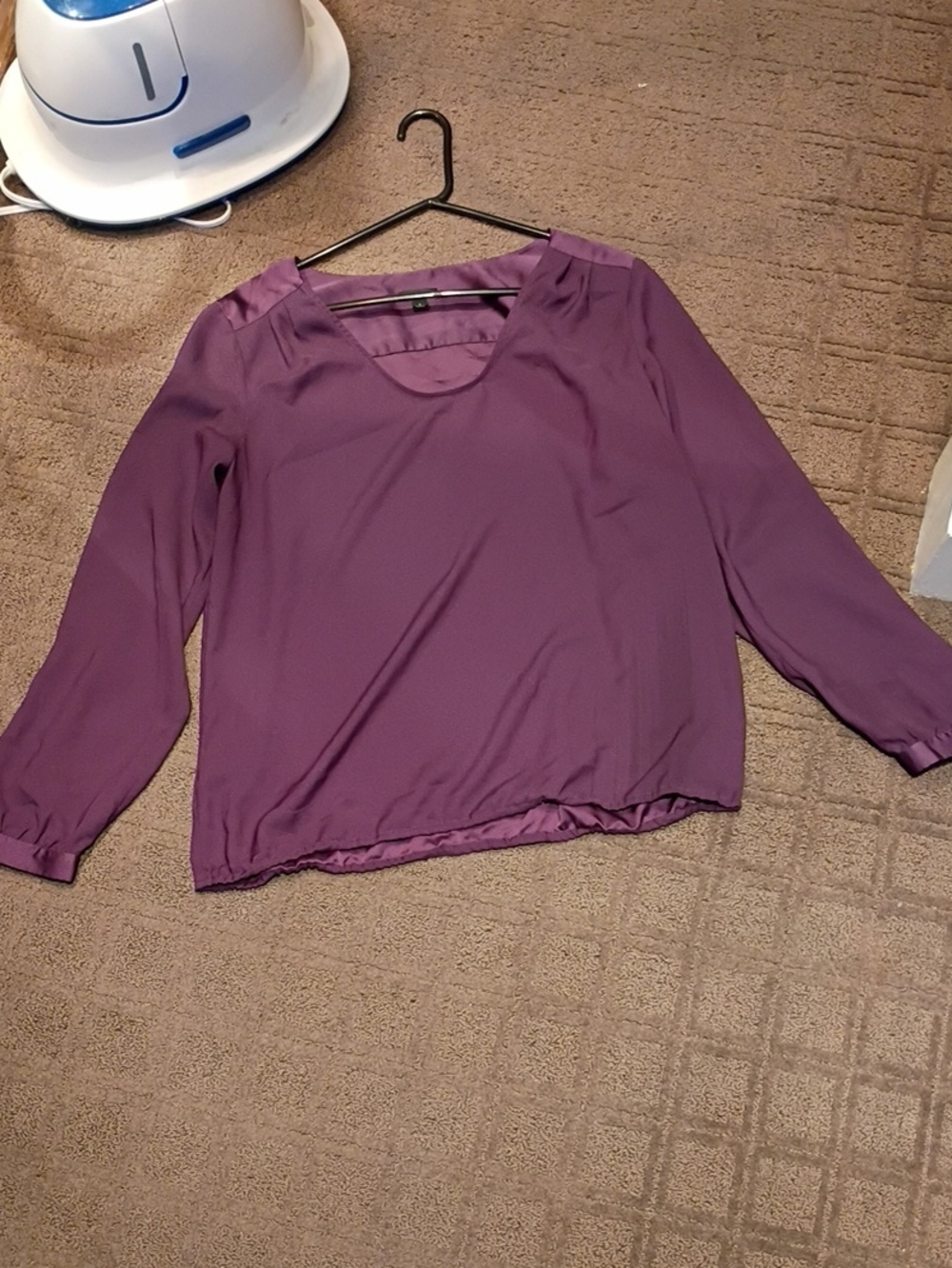 Ann Taylor Plum Scoop Neck Long Sleeve Blouse